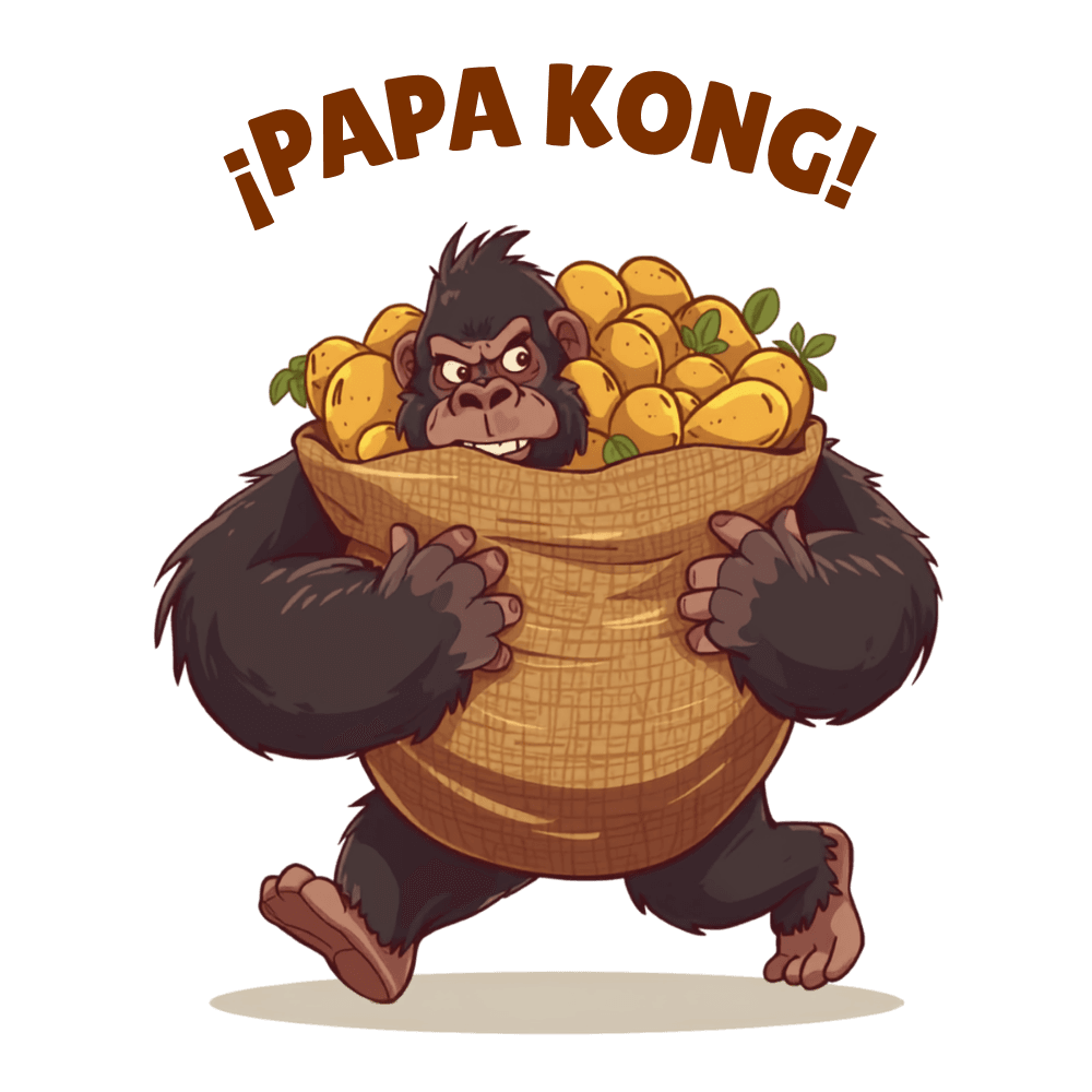 Papa Kong — gorila cargando un saco de papas